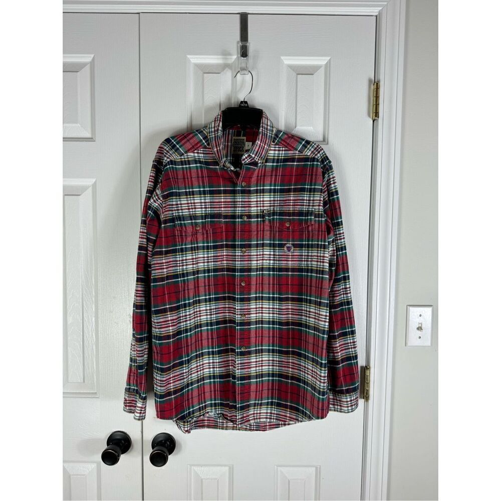 Rough Stock Mens Panhandle Sun Plaid Button Front Shirt Size M